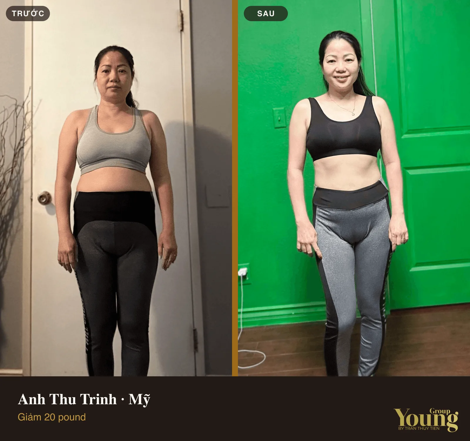 Chị Anh Thu Trinh trước và sau khi giảm 20 pound
