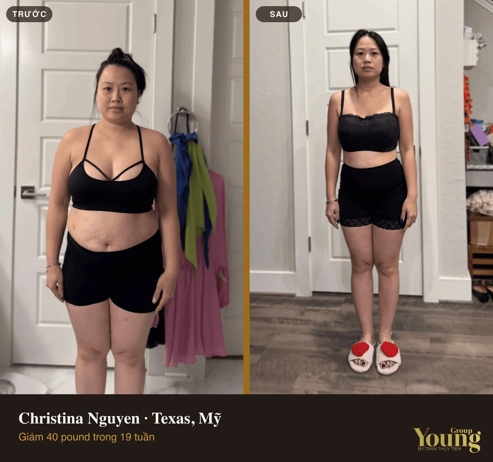 Chị Christina Nguyen trước và sau khi giảm 40 pound