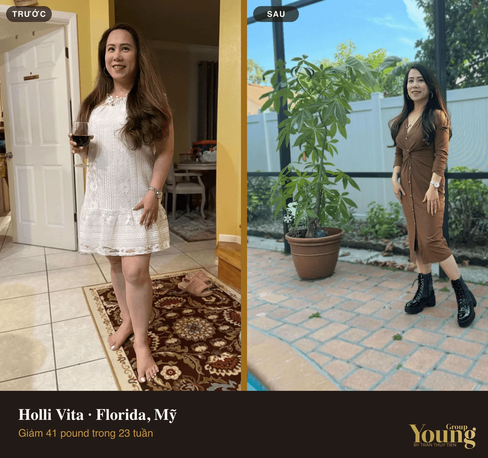 Chị Holli Vita trước và sau khi giảm 41 pound